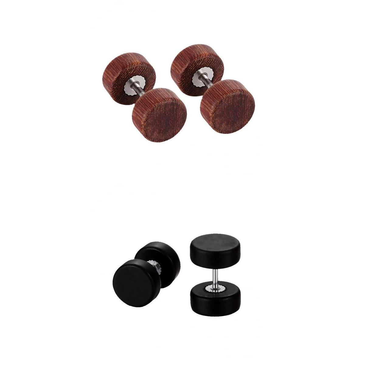 2 pairs Wooden Earrings Mens Womens Stud Earrings Ear Piercing Plugs Tunnels