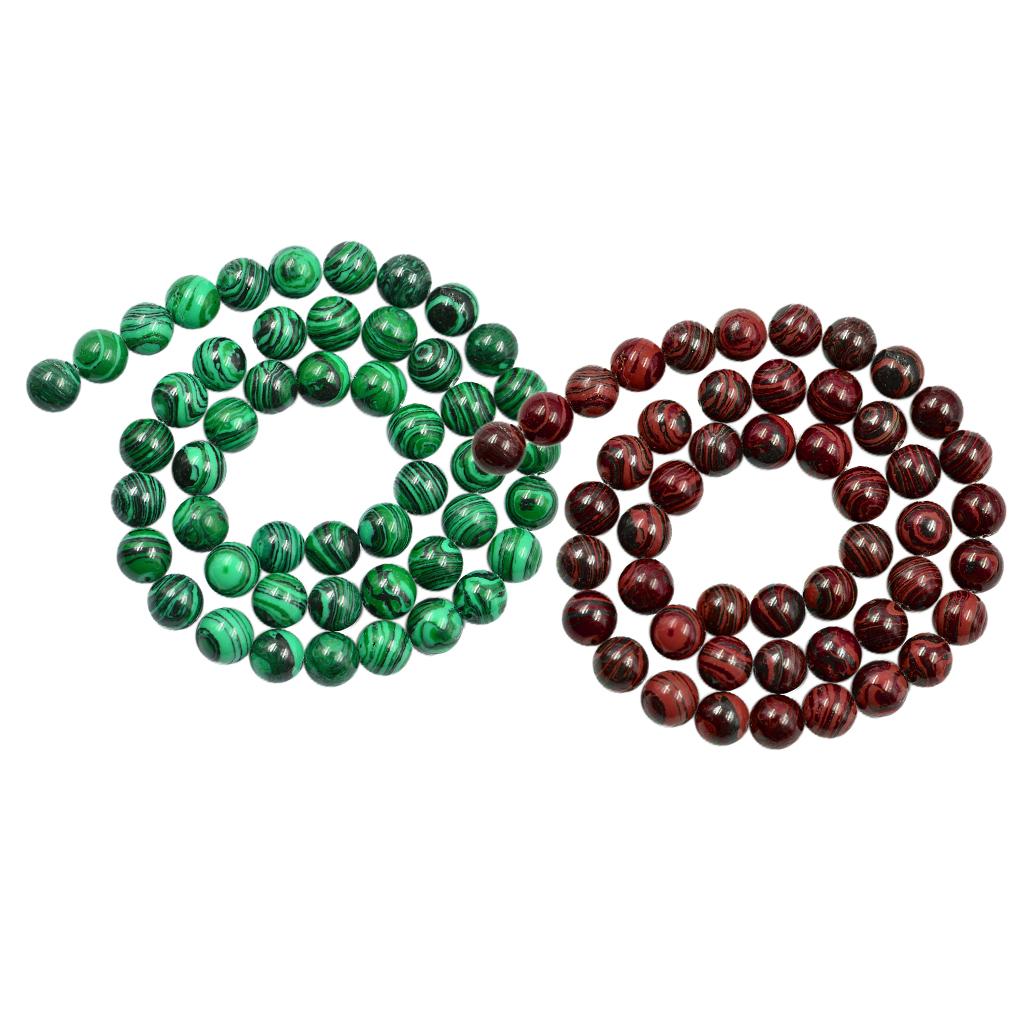 2 Strand 8mm Synthetic Malachite Tiger Eye Stone Beads for Jewelry Making
