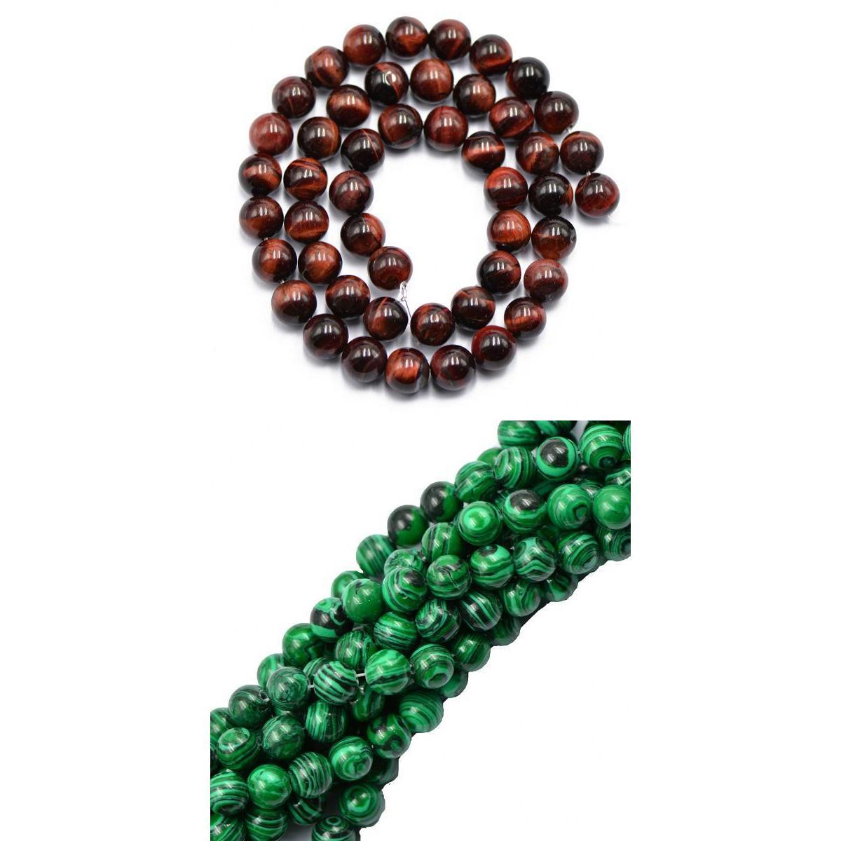 2 Strand 8mm Synthetic Malachite Tiger Eye Stone Beads for Jewelry Making