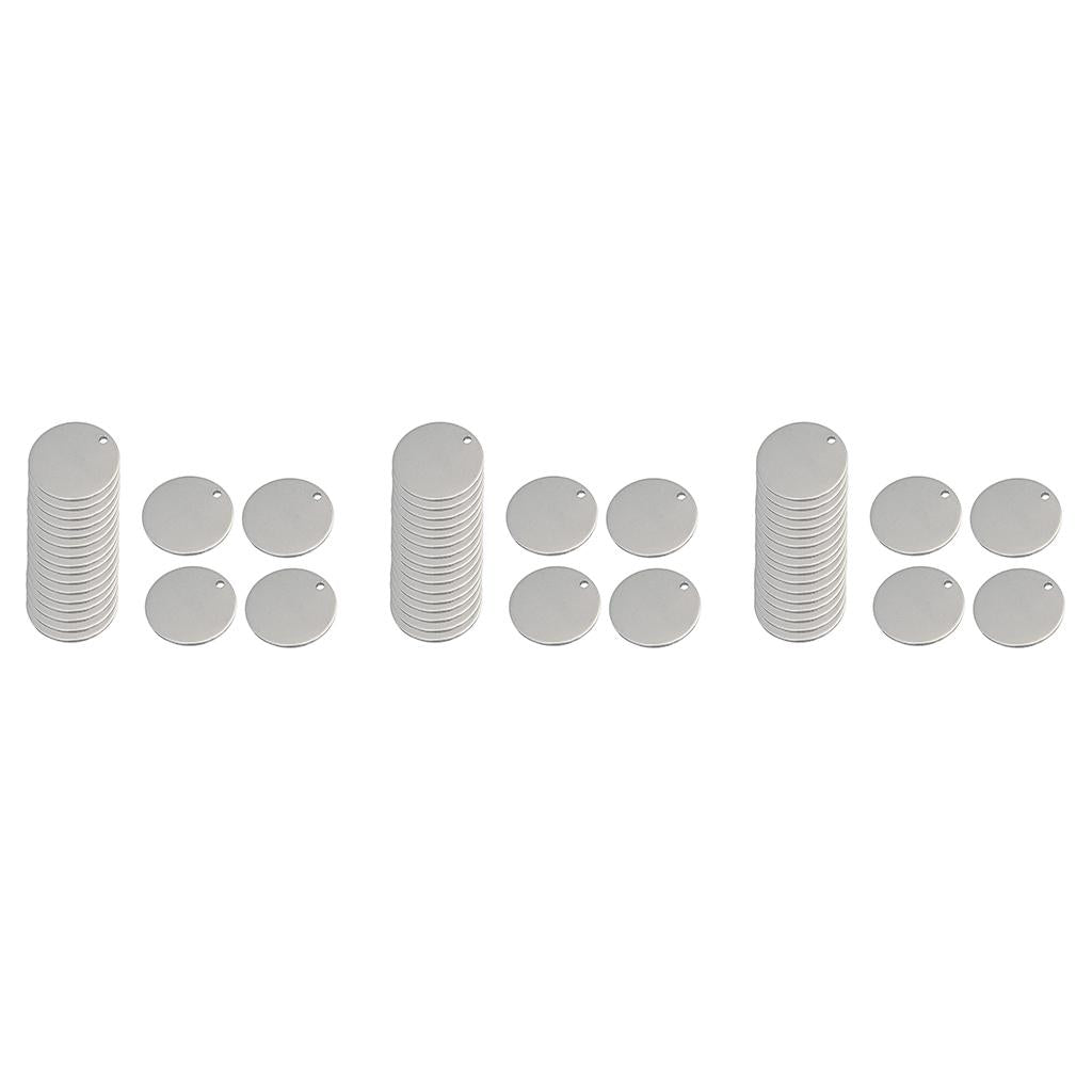 60pcs Round Stainless Steel Tags Findings Pet Identification Metal Blank