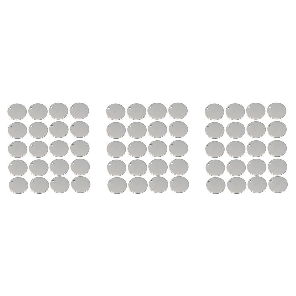 60pcs Round Stainless Steel Tags Findings Pet Identification Metal Blank