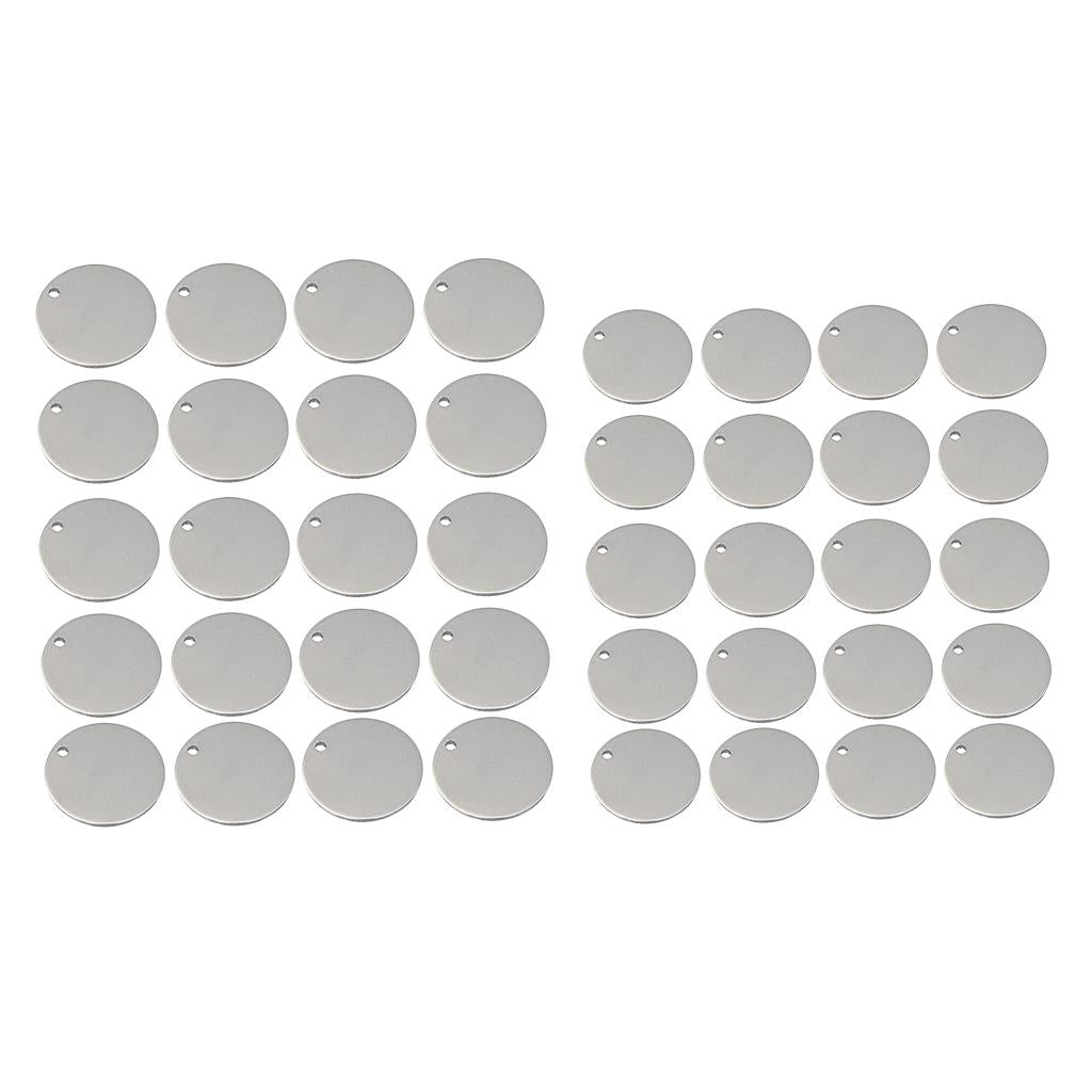 40pcs Round Stainless Steel Tag Findings Pet Identification Metal Blank