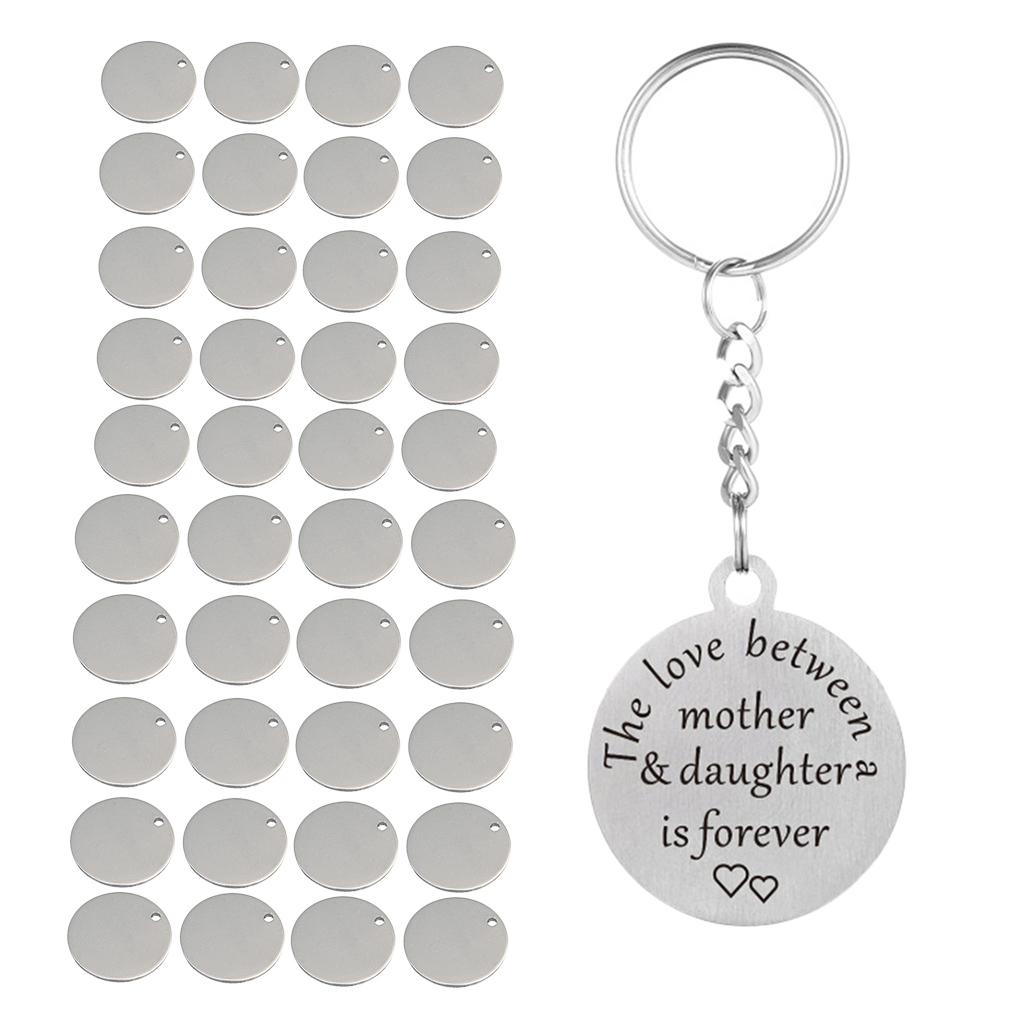 40pcs Round Stainless Steel Tag Findings Pet Identification Metal Blank