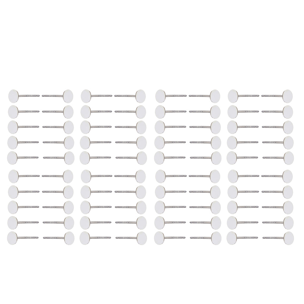 20 Pairs Sliver Blank Ear Stud Pin Earrings Posts Flat Pad DIY Jewellery