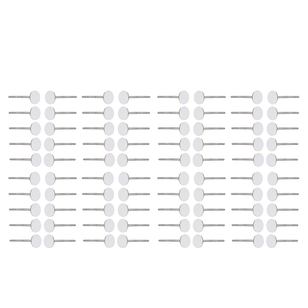 20 Pairs Sliver Blank Ear Stud Pin Earrings Posts Flat Pad DIY Jewellery