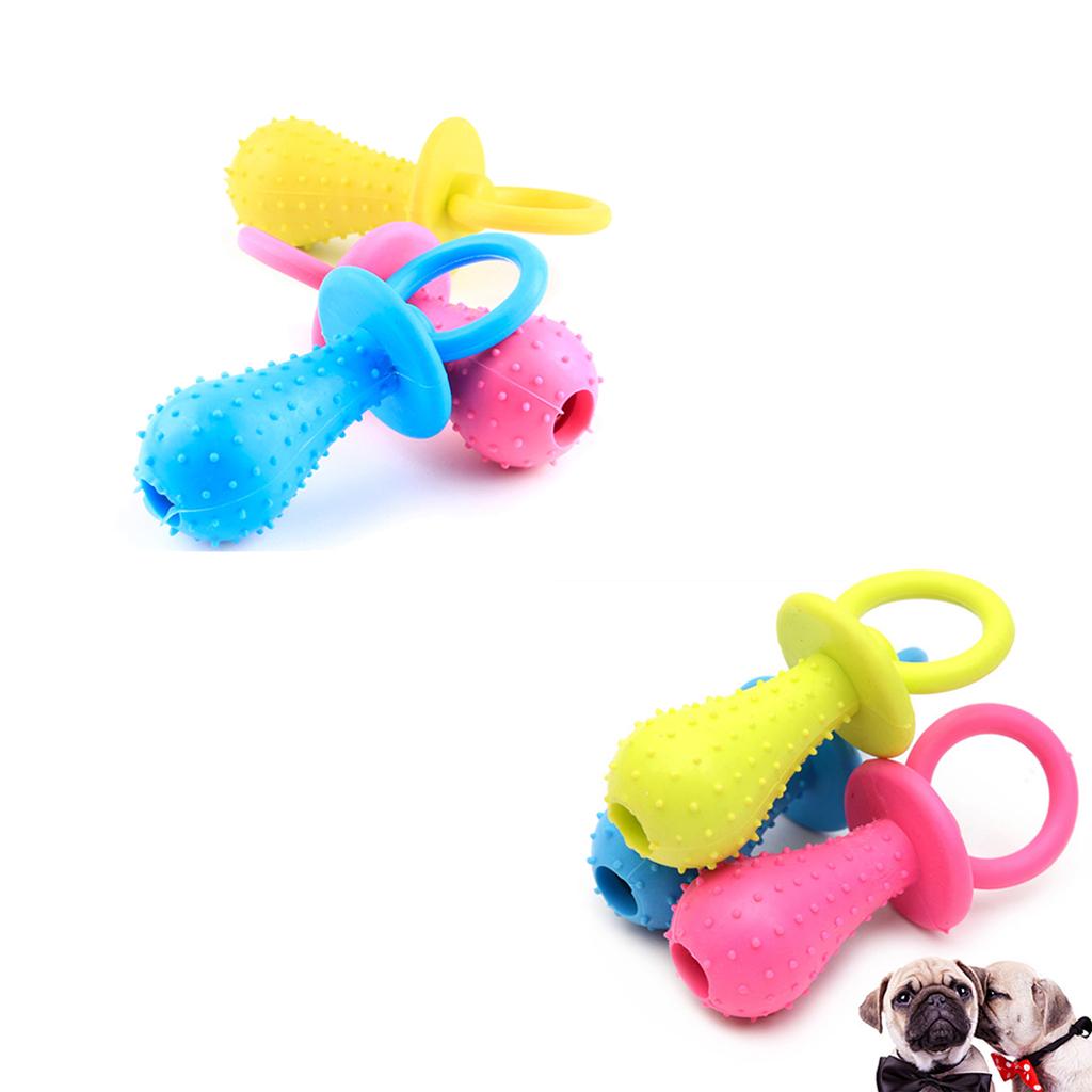 6pcs Rubber Pacifier for Pet Toys Dog Cat Chew Toys with Bell Sound Inside