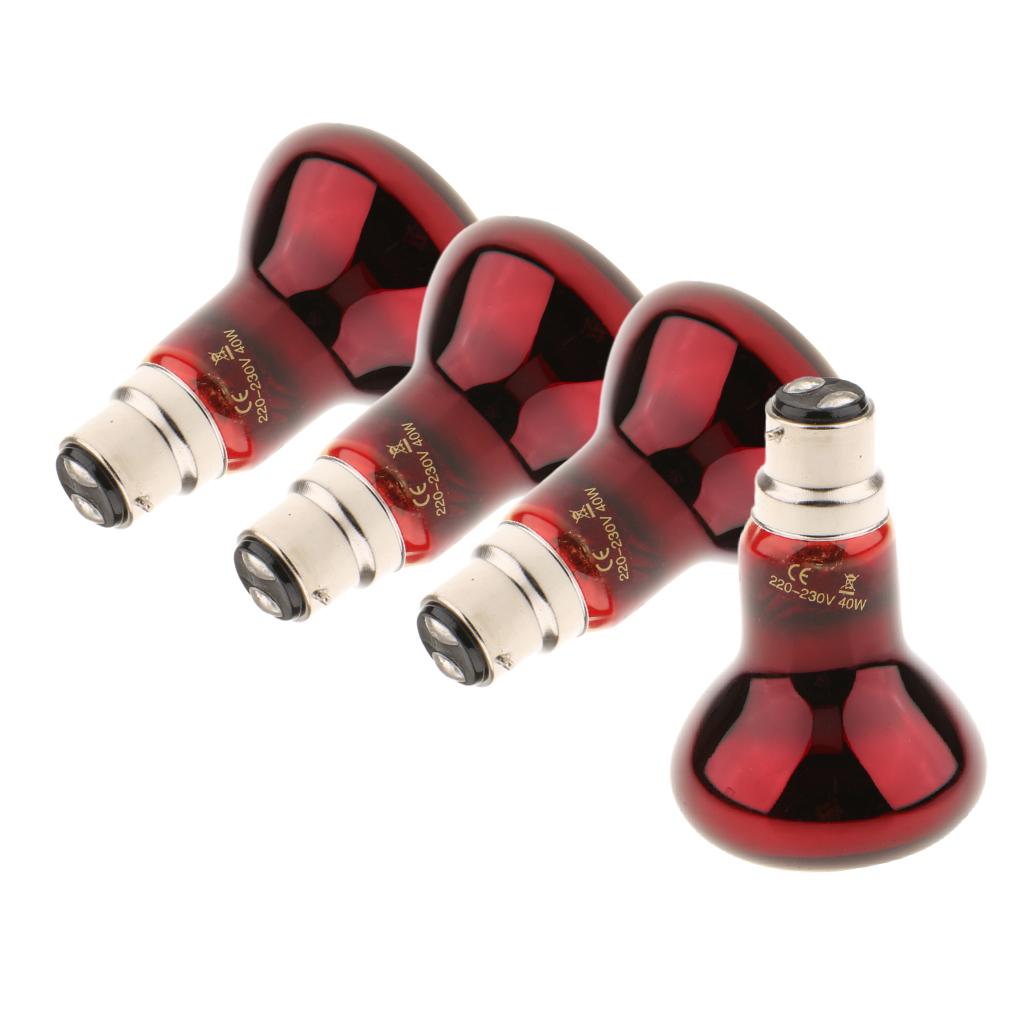 4pcs B22 UVA Heater Reptile Heat Basking Lamp Moonlight Bulb 220V 40W