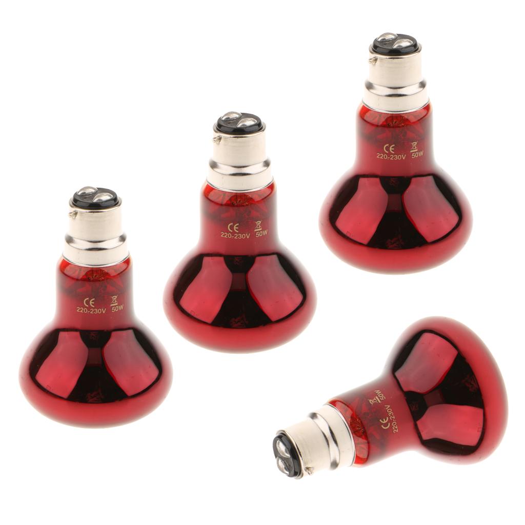 4pcs B22 UVA Heater Reptile Heat Basking Lamp Moonlight Bulb 220V 50W
