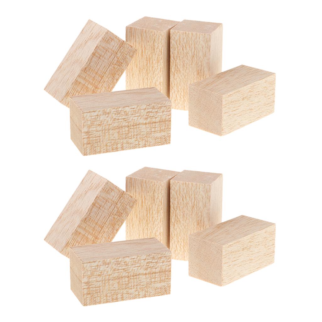 10Pcs Natural Unfinished Wood Block DIY Modelling Woodworking Material Craft