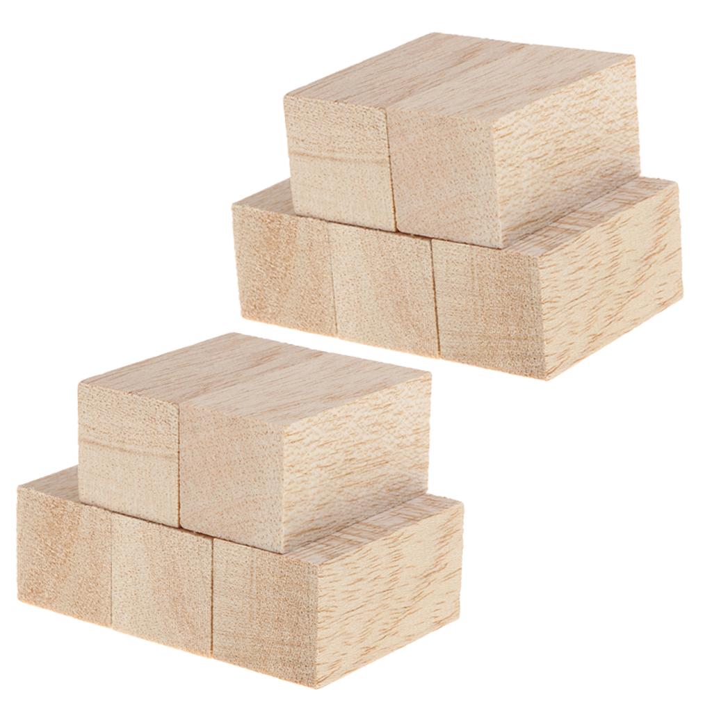 10Pcs Natural Unfinished Wood Block DIY Modelling Woodworking Material Craft