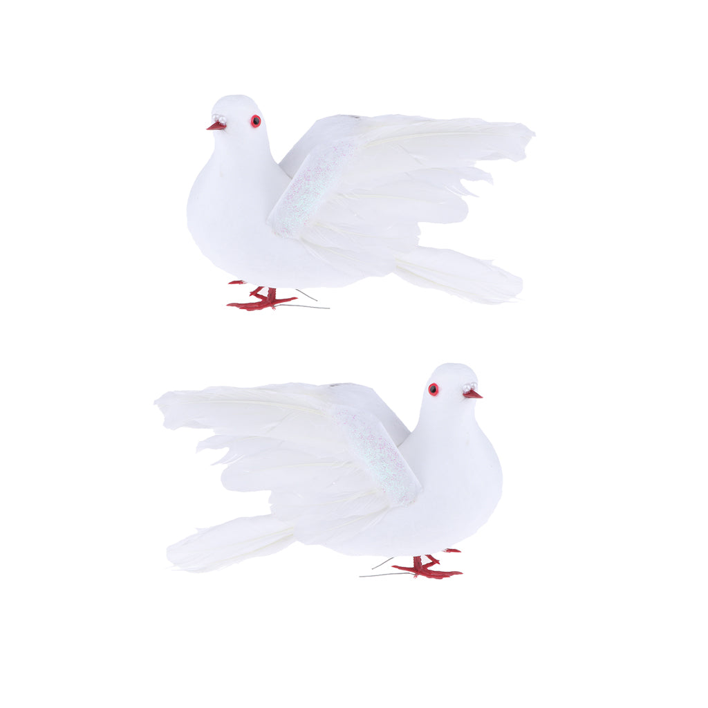 2xFake Artificial Feather Foam Doves Birds Wedding Decoration Flying Doves