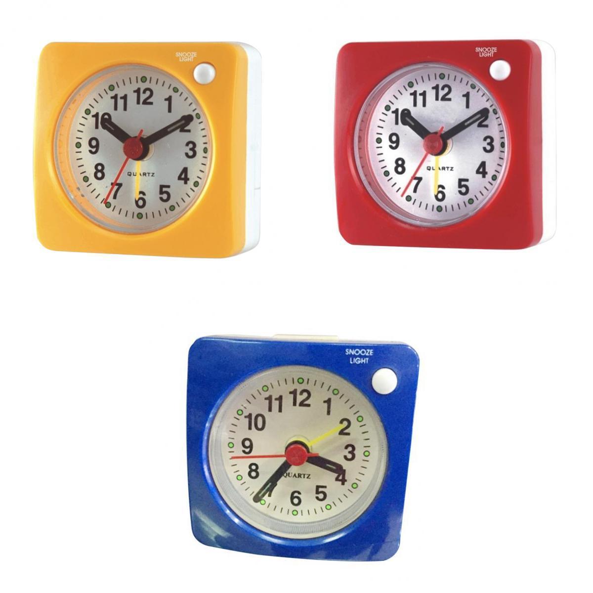 3pack Ascending Sound Small Travel Alarm Clock with Snooze Nap and Light
