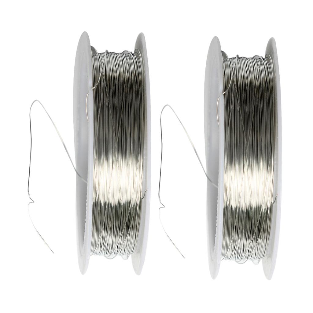2 Rolls 22m Iron Wire for DIY Bridal Hair Jewelry Making 0.3mm Silver
