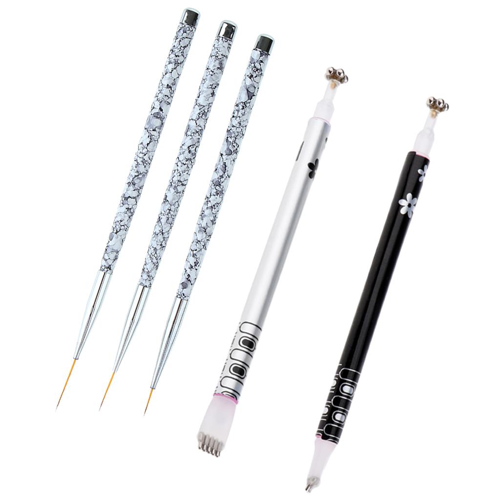 5Pcs Nail Art Liner Brush Magnetic Pen Set DIY Cat Eye UV Gel Painting Stick