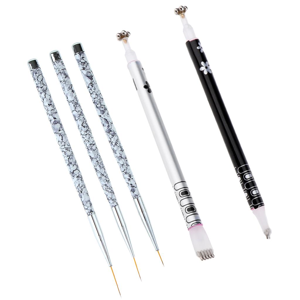 5Pcs Nail Art Liner Brush Magnetic Pen Set DIY Cat Eye UV Gel Painting Stick