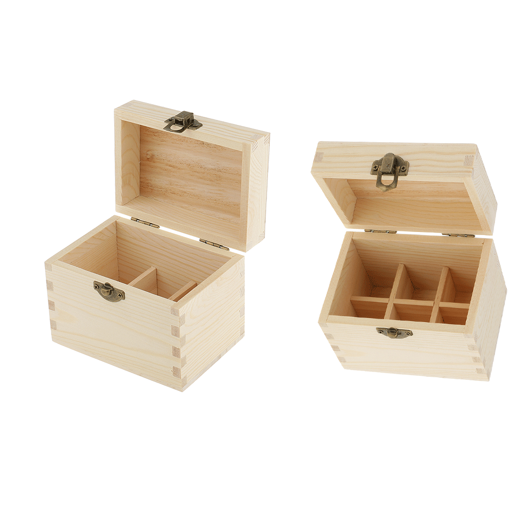 2 Pcs Essential Oil Wooden Storage Box Display Case Organizer Hold 6 Bottles