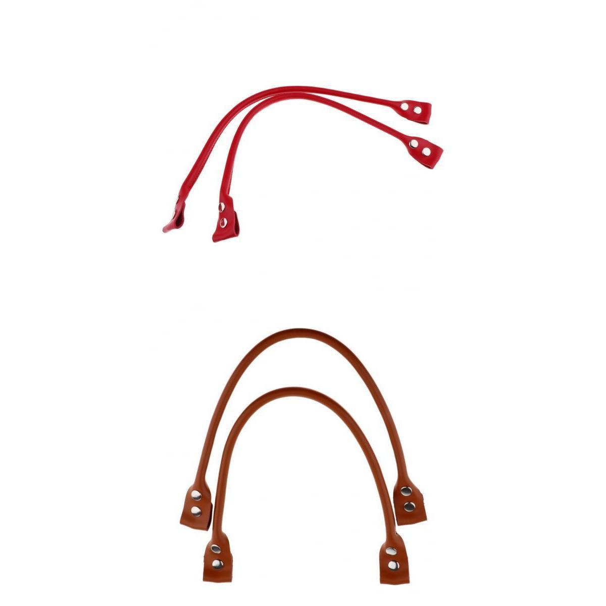 4 Pieces Genuine Leather Handbag Bag Strap Replacement 58cm Brown+Red