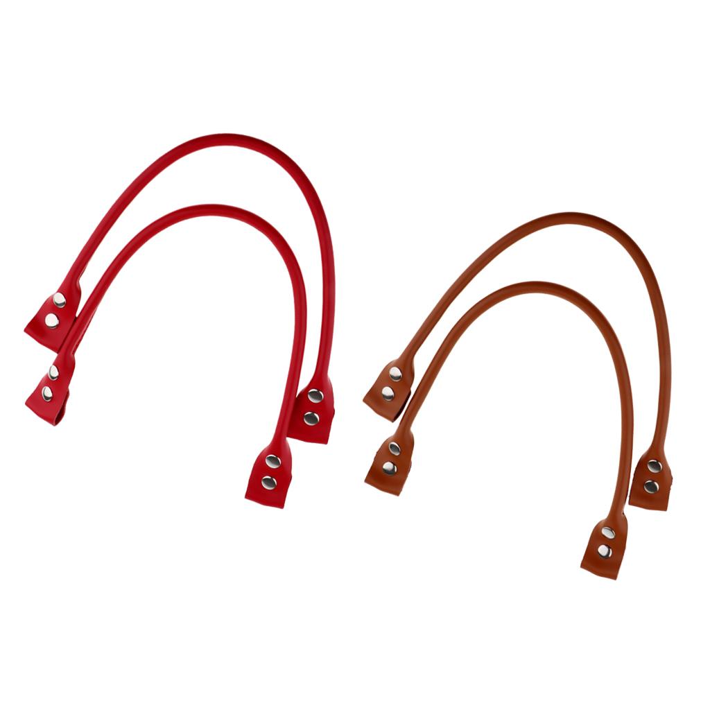 4 Pieces Genuine Leather Handbag Bag Strap Replacement 58cm Brown+Red