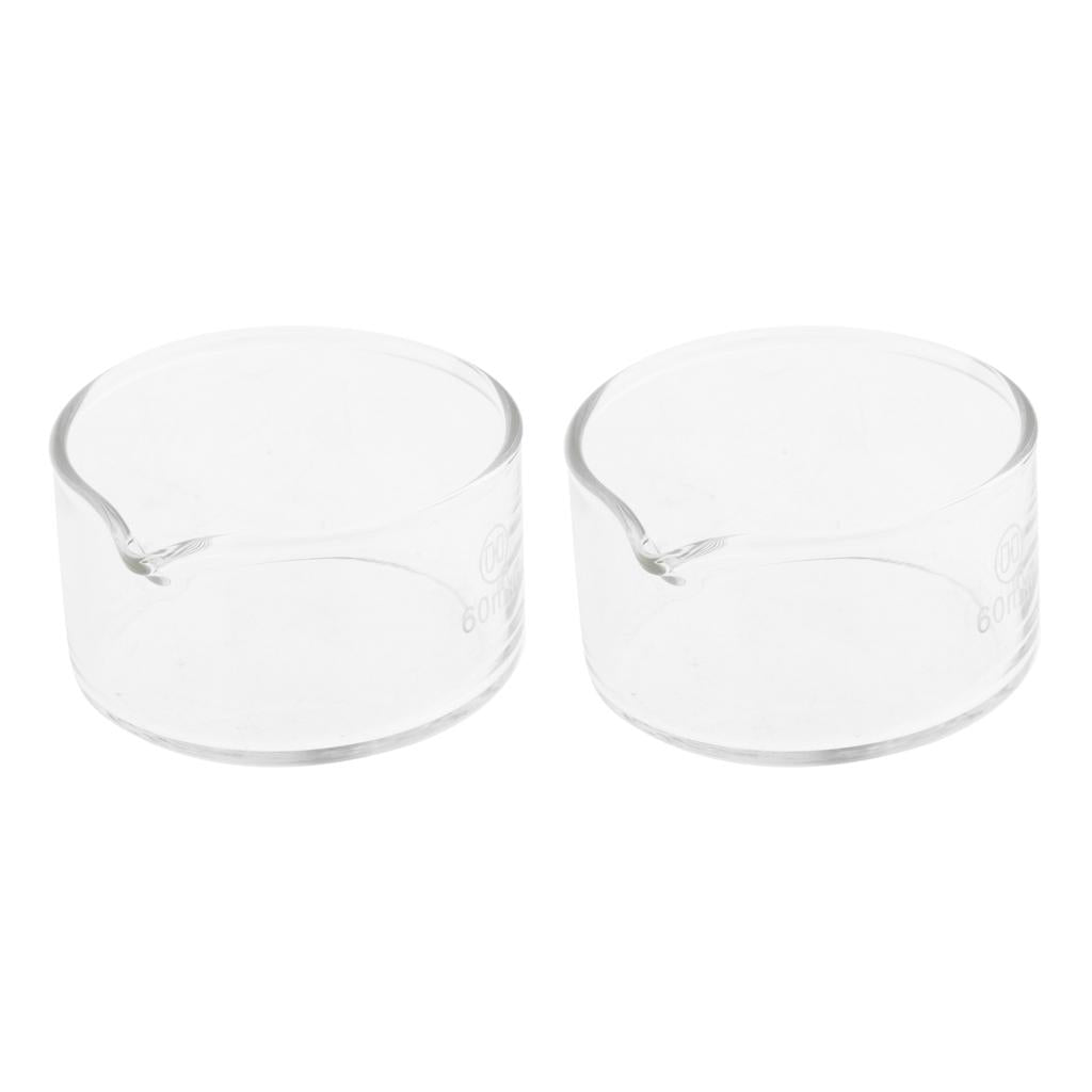 2 Pieces 60mm Reusable Glass Crystallizing Dishes, Borosilicate
