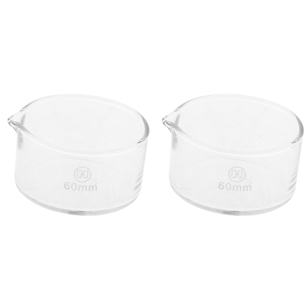 2 Pieces 60mm Reusable Glass Crystallizing Dishes, Borosilicate