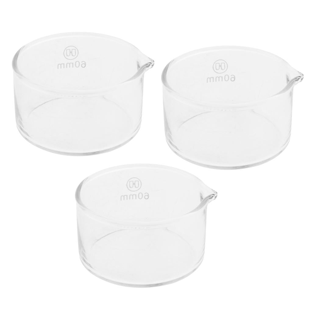 3 Pieces 60mm Reusable Glass Crystallizing Dishes, Borosilicate