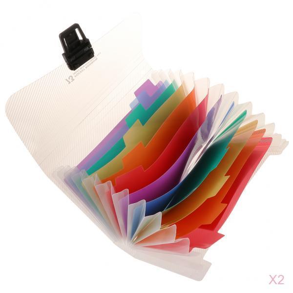 2PCS Mini A6 13 Pockets Expanding File Folder Receipts Cards Organizer Bag