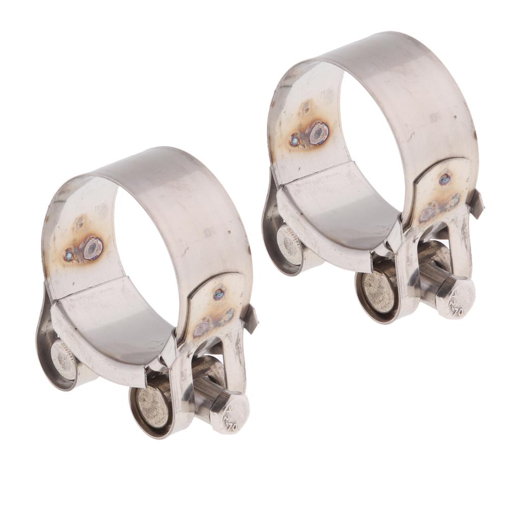 2pcs Motorbike Exhaust Clip Stainless Steel Muffler Silencer Clamps 44-47mm
