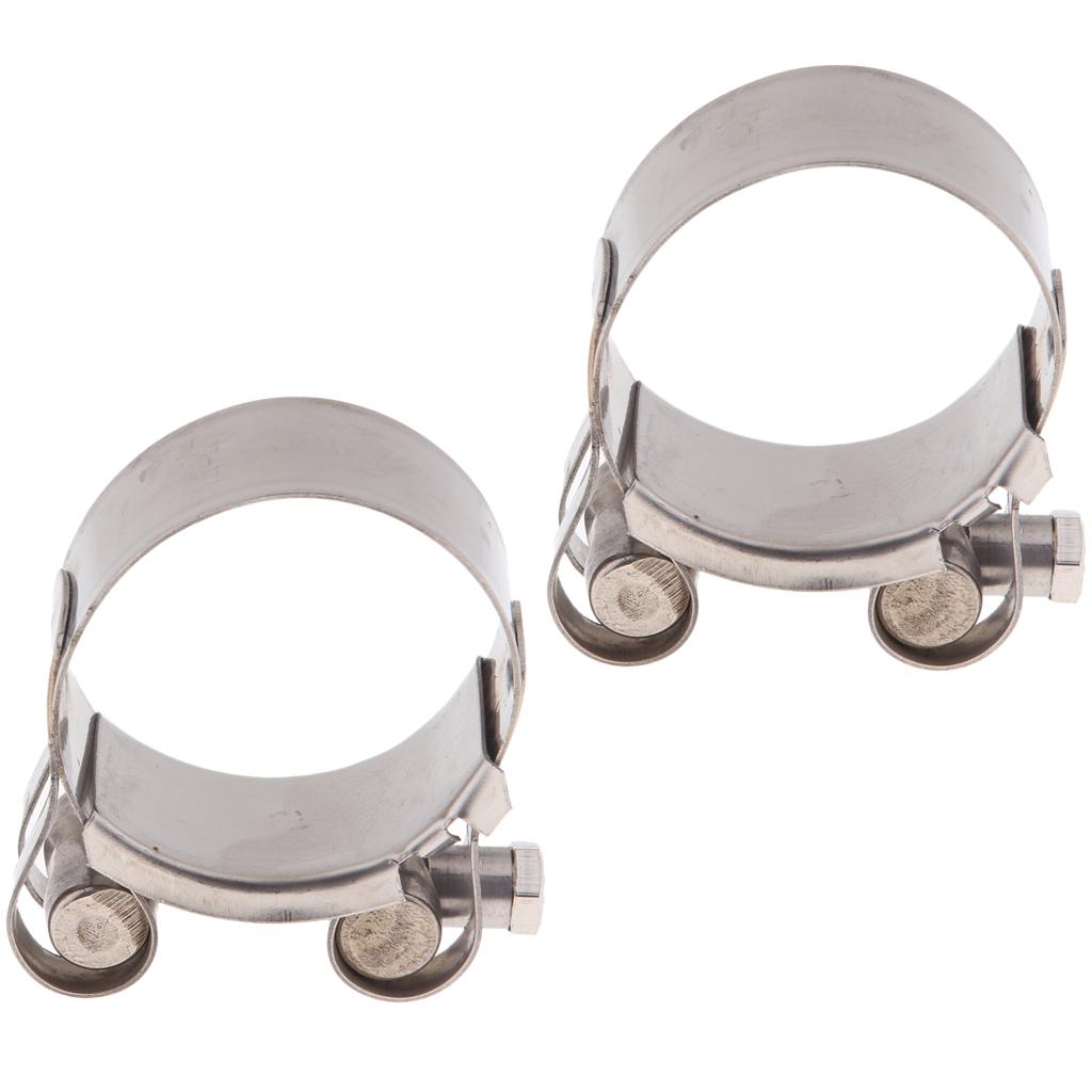 2pcs Motorbike Exhaust Clip Stainless Steel Muffler Silencer Clamps 44-47mm