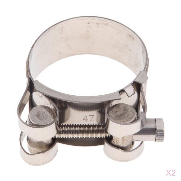 2pcs Motorbike Exhaust Clip Stainless Steel Muffler Silencer Clamps 44-47mm