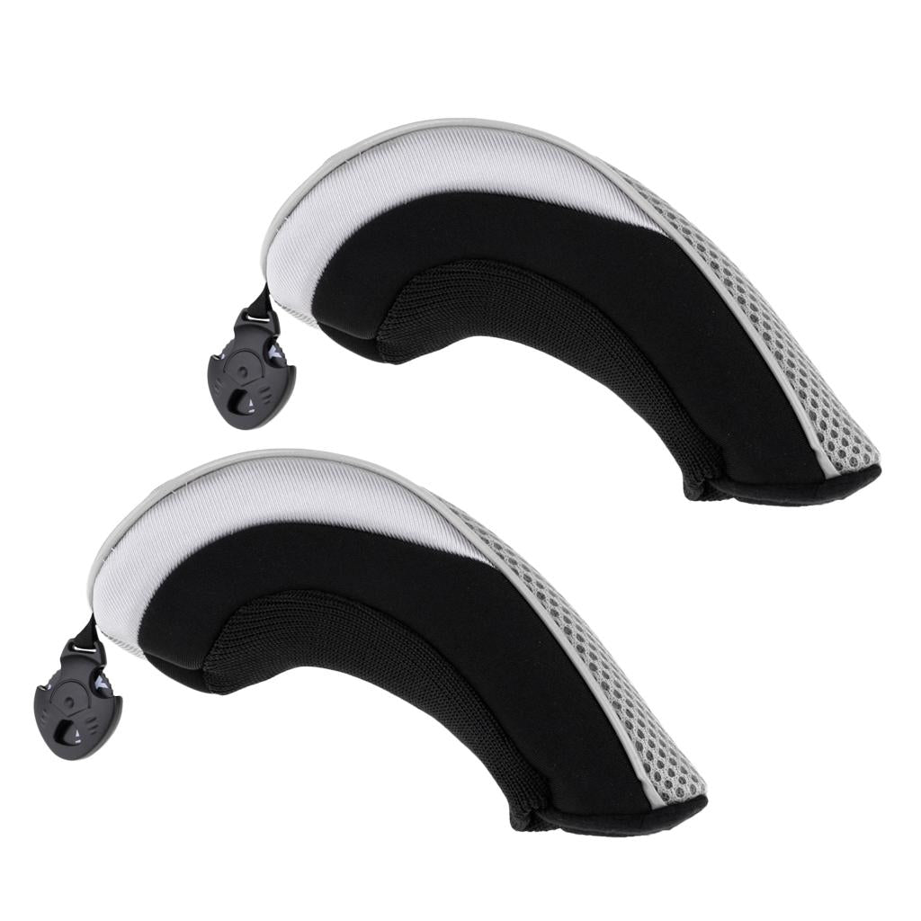 2pcs Golf Hybrid UT Club Rescue Head Cover Headcover with Number Tag Gray