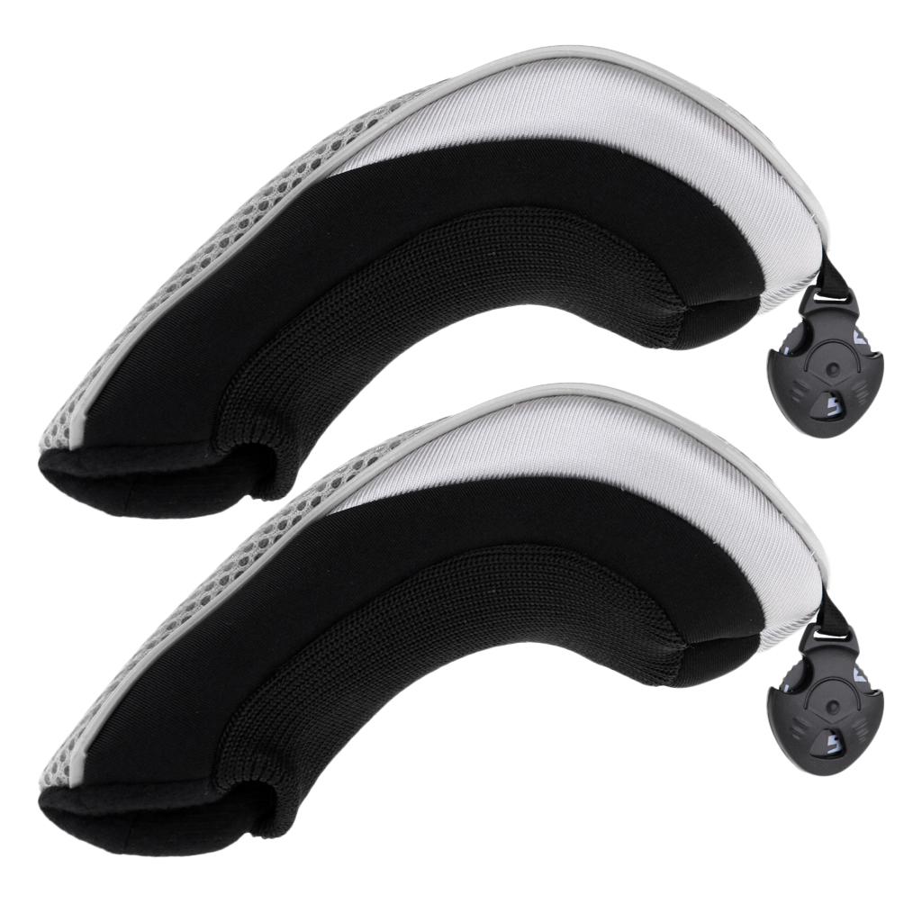 2pcs Golf Hybrid UT Club Rescue Head Cover Headcover with Number Tag Gray