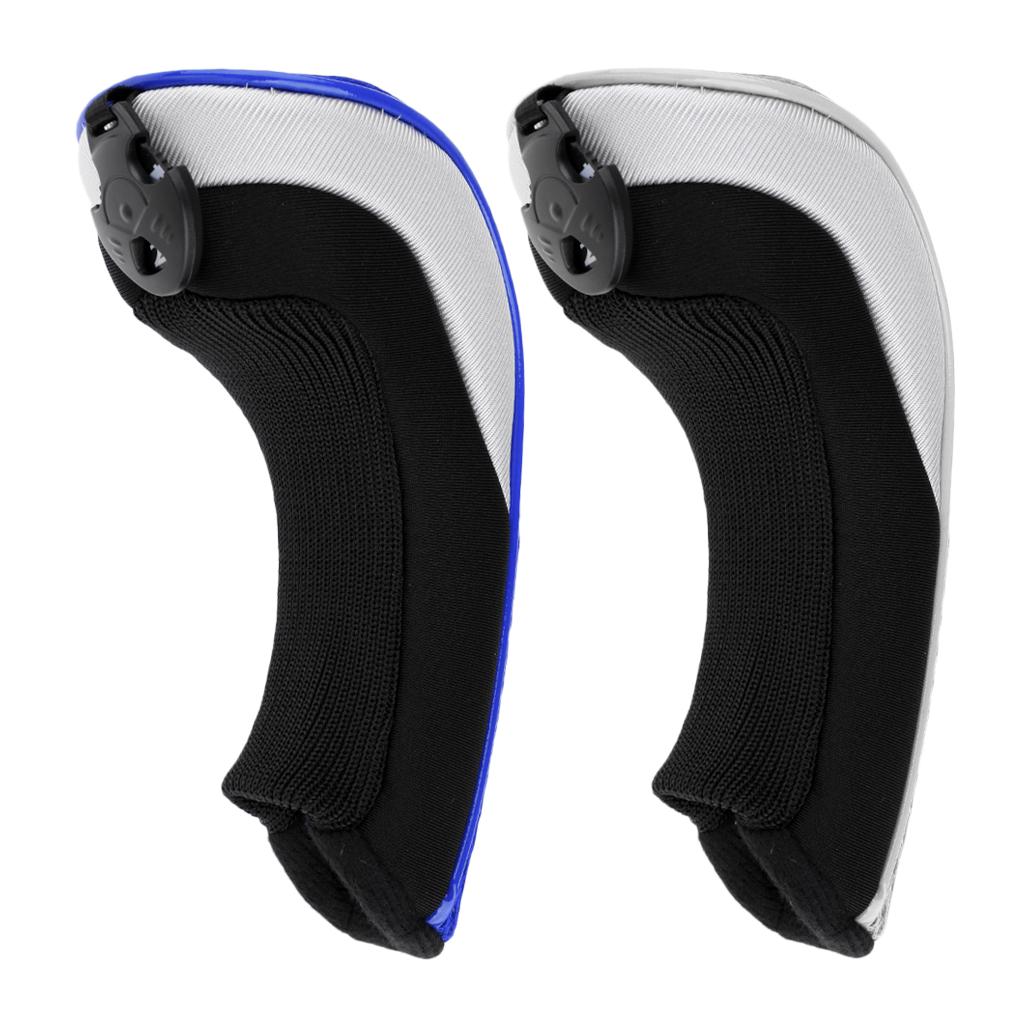 2pcs Golf Hybrid UT Club Rescue Head Cover Headcover w/ Number Tag Blue&Gray