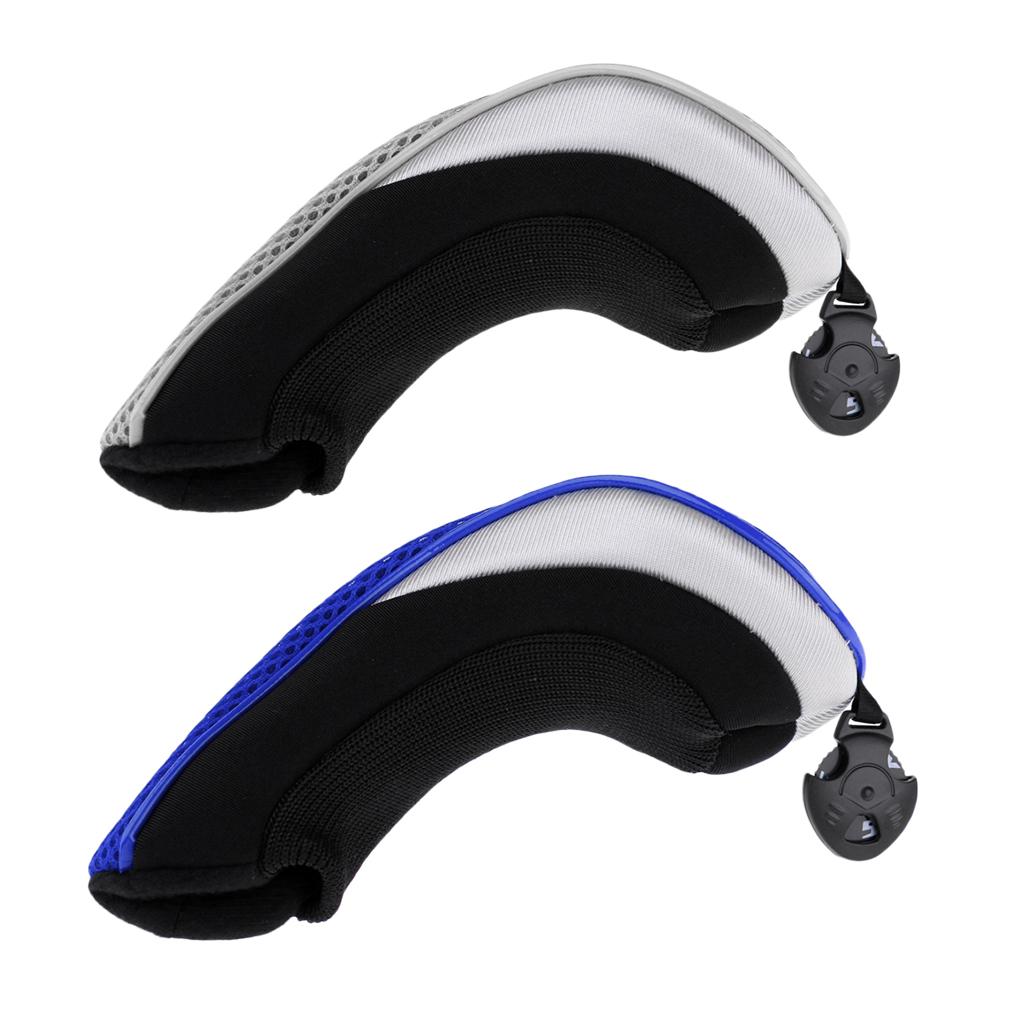 2pcs Golf Hybrid UT Club Rescue Head Cover Headcover w/ Number Tag Blue&Gray