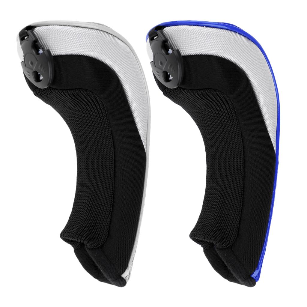 2pcs Golf Hybrid UT Club Rescue Head Cover Headcover w/ Number Tag Blue&Gray