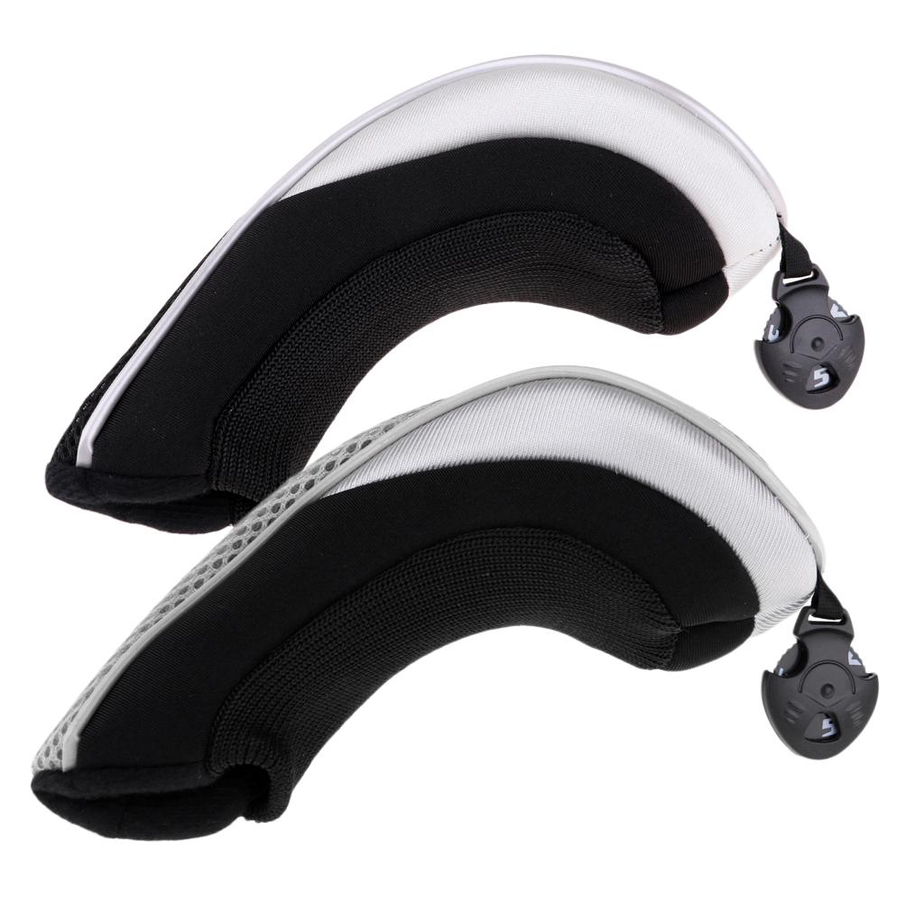 2pcs Golf Hybrid UT Club Rescue Head Cover Headcover Gray+Black