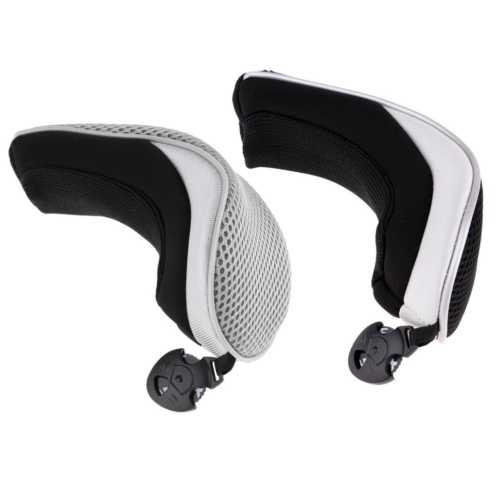 2pcs Golf Hybrid UT Club Rescue Head Cover Headcover Gray+Black