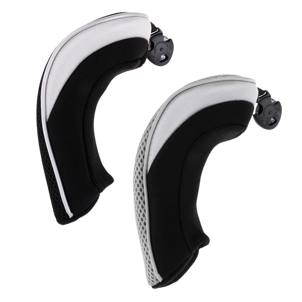 2pcs Golf Hybrid UT Club Rescue Head Cover Headcover Gray+Black