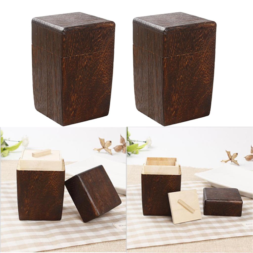 2Pcs Wooden Tea Storage Box Organizer Container Wood Tea Caddy Holder