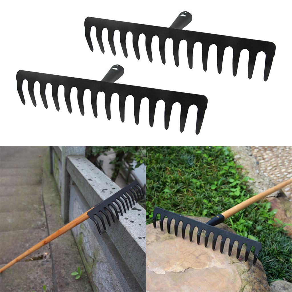 2 Pcs Replacement 14 Tooth Lawn Rake Head for Garden Grass Leaves Leaf Lawn