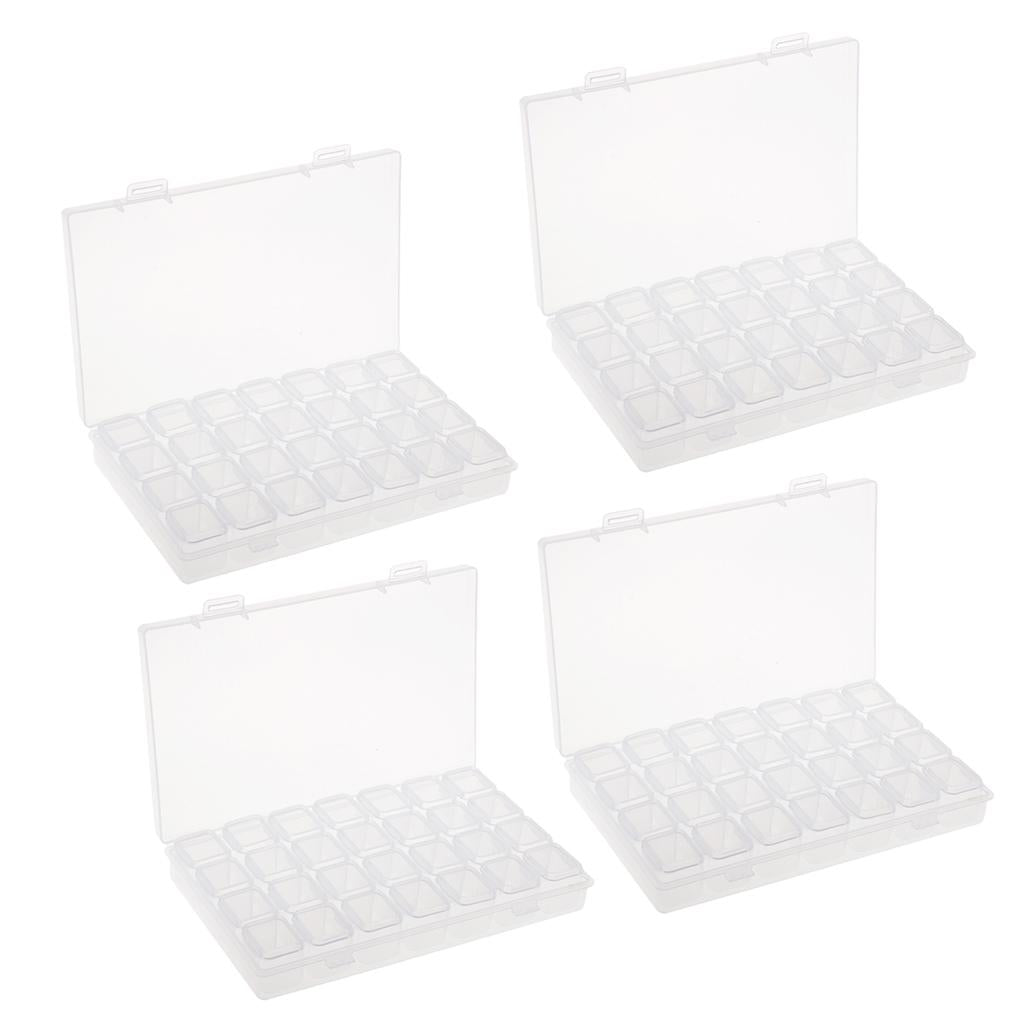 4 x 28-Grids Clear Plastic Beads Storage Box Jewelry Organizer Container