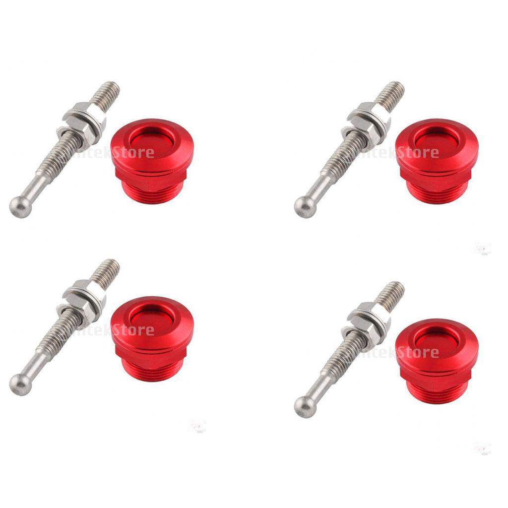 4x 22mm Push Button Quick Release Bonnet Hood Pins Lock Latch Universal Red