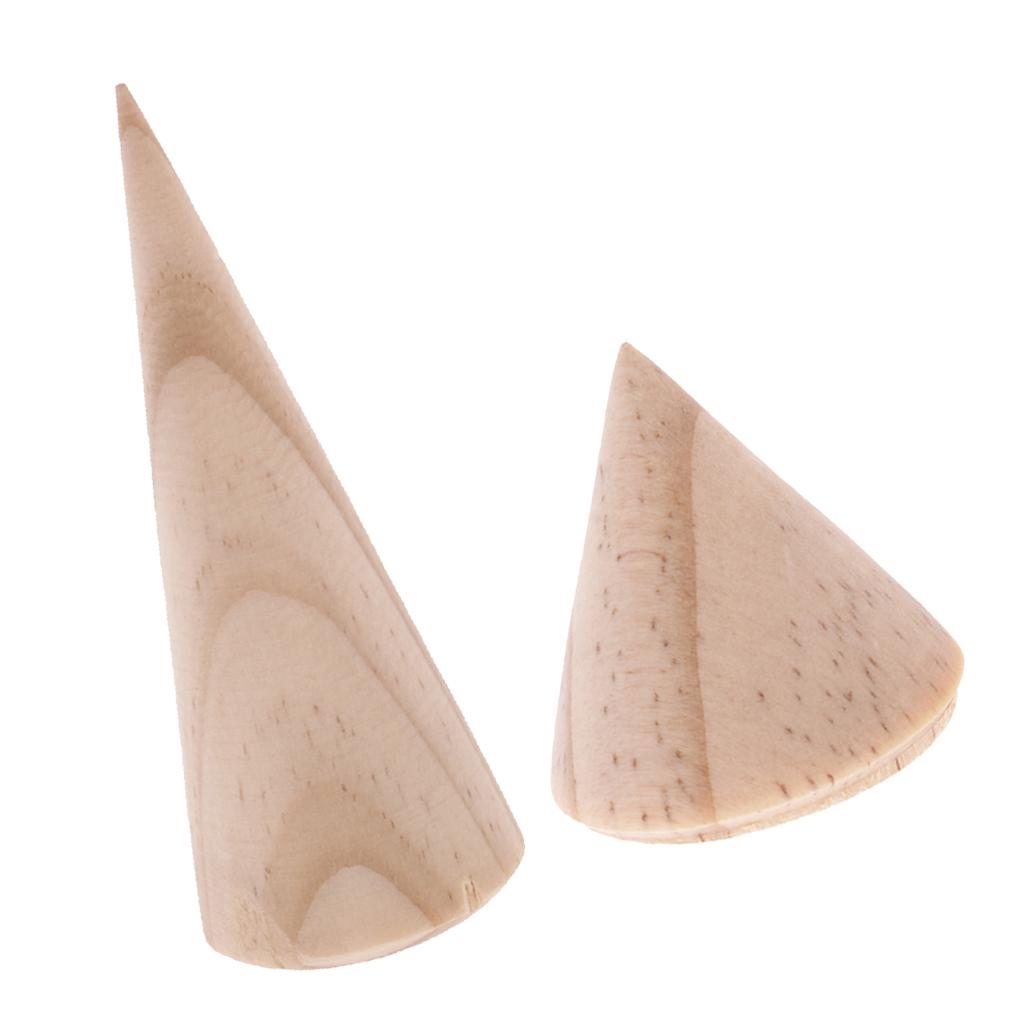 10 Pieces Unpainted Cone Wood Ring Jewelry Display Showcase Bulk 3cm/8cm