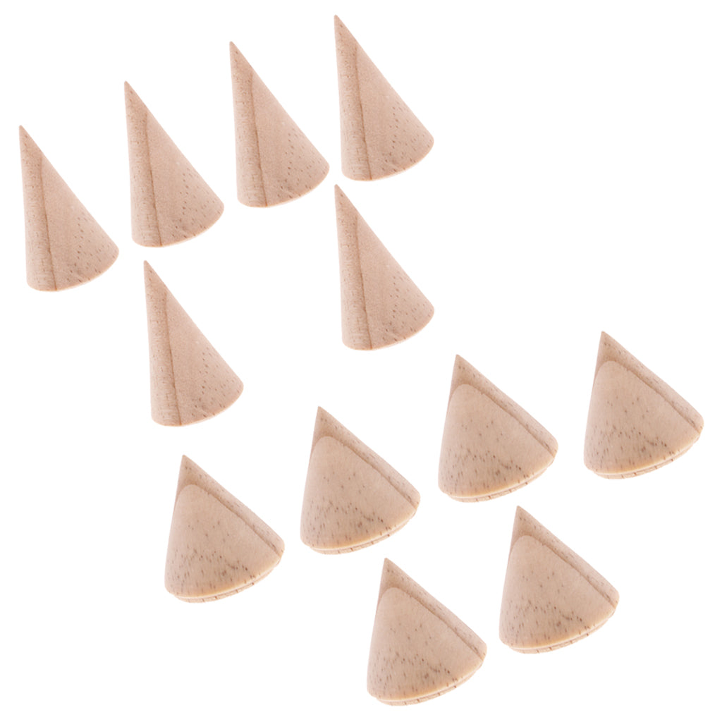 12 Pieces Cone Shape 3cm/5cm Wooden Ring Jewelry Display Stand Organizer