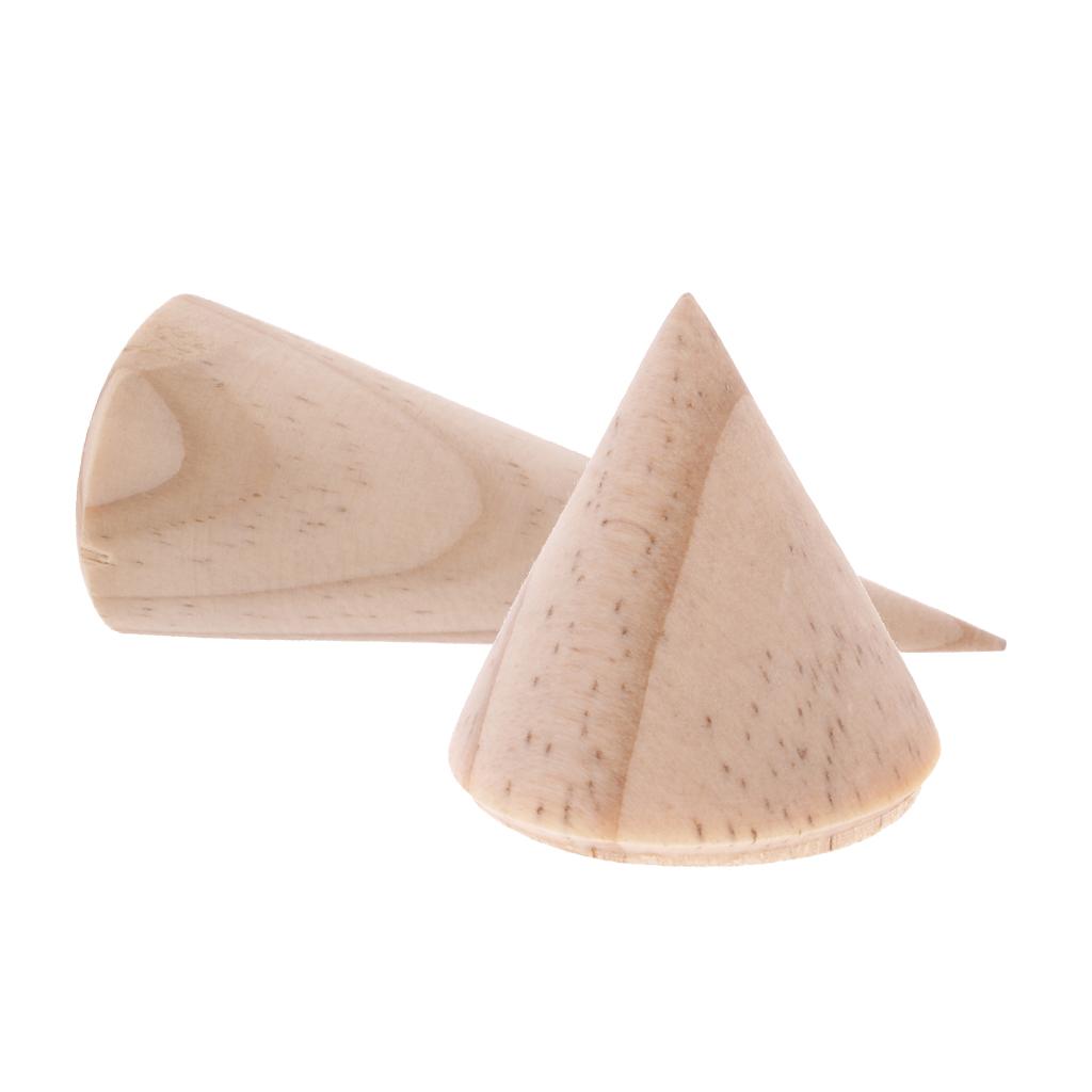 20 Pieces Assorted Unpainted Cone Shape Wooden Ring Jewelry Display Showcase