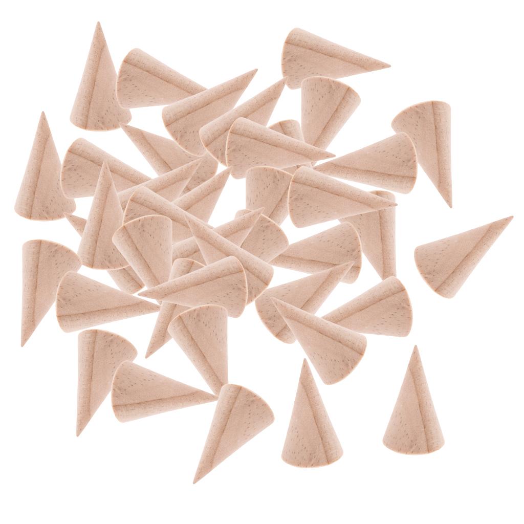 40 Pieces Wholesale Unpainted Cone Shape Natural Wood Ring Jewelry Display
