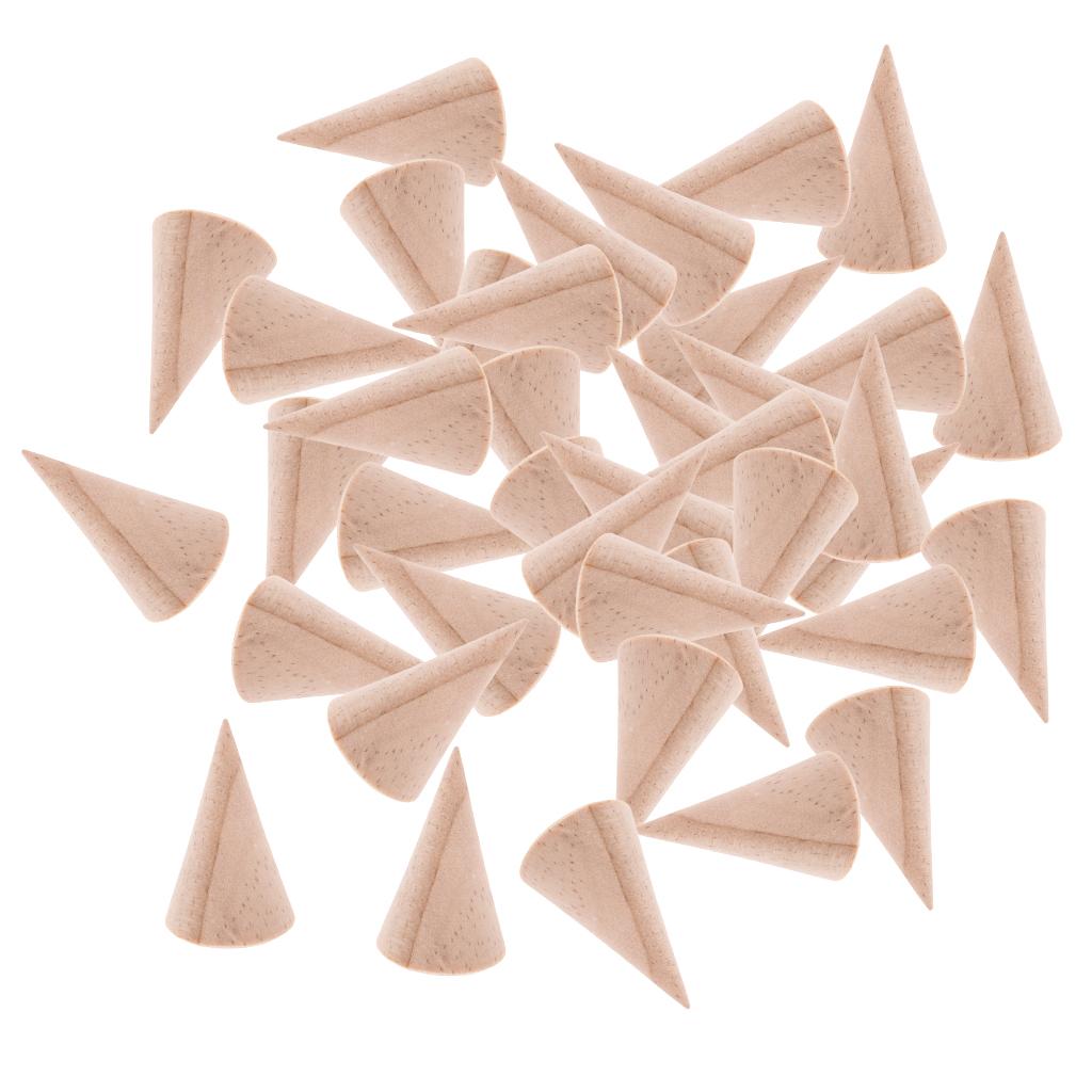 40 Pieces Wholesale Unpainted Cone Shape Natural Wood Ring Jewelry Display