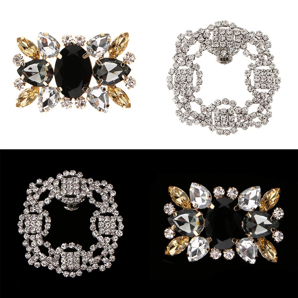 2Pairs Luxury Crystal Shoe Clips Rinestone Shoe Buckles Decoration for Women