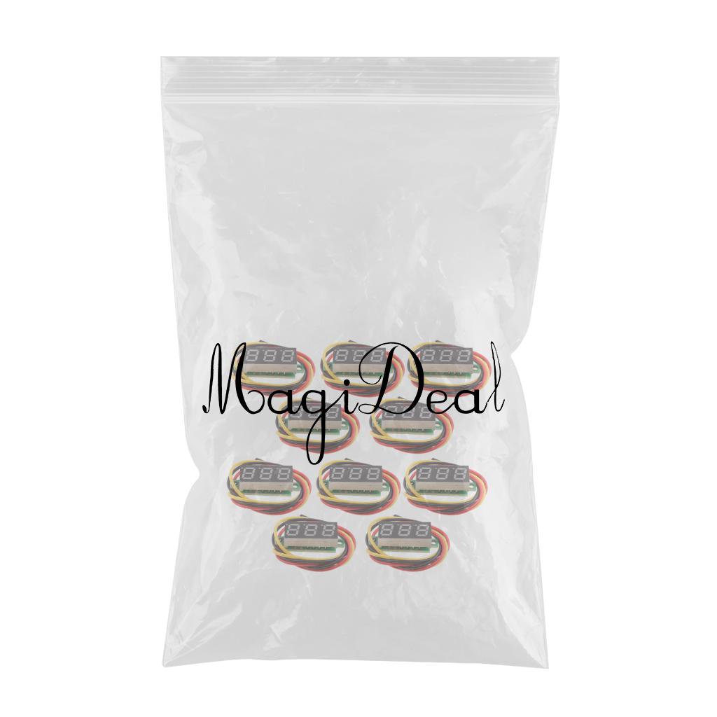 10PCS 0.28In 3 Wire LED DC 0-100V Voltmeter Digital Voltage Meter Tester Red