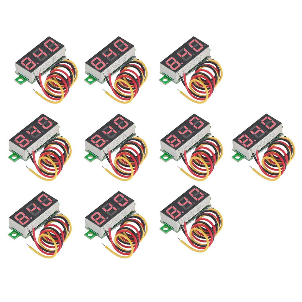 10PCS 0.28In 3 Wire LED DC 0-100V Voltmeter Digital Voltage Meter Tester Red