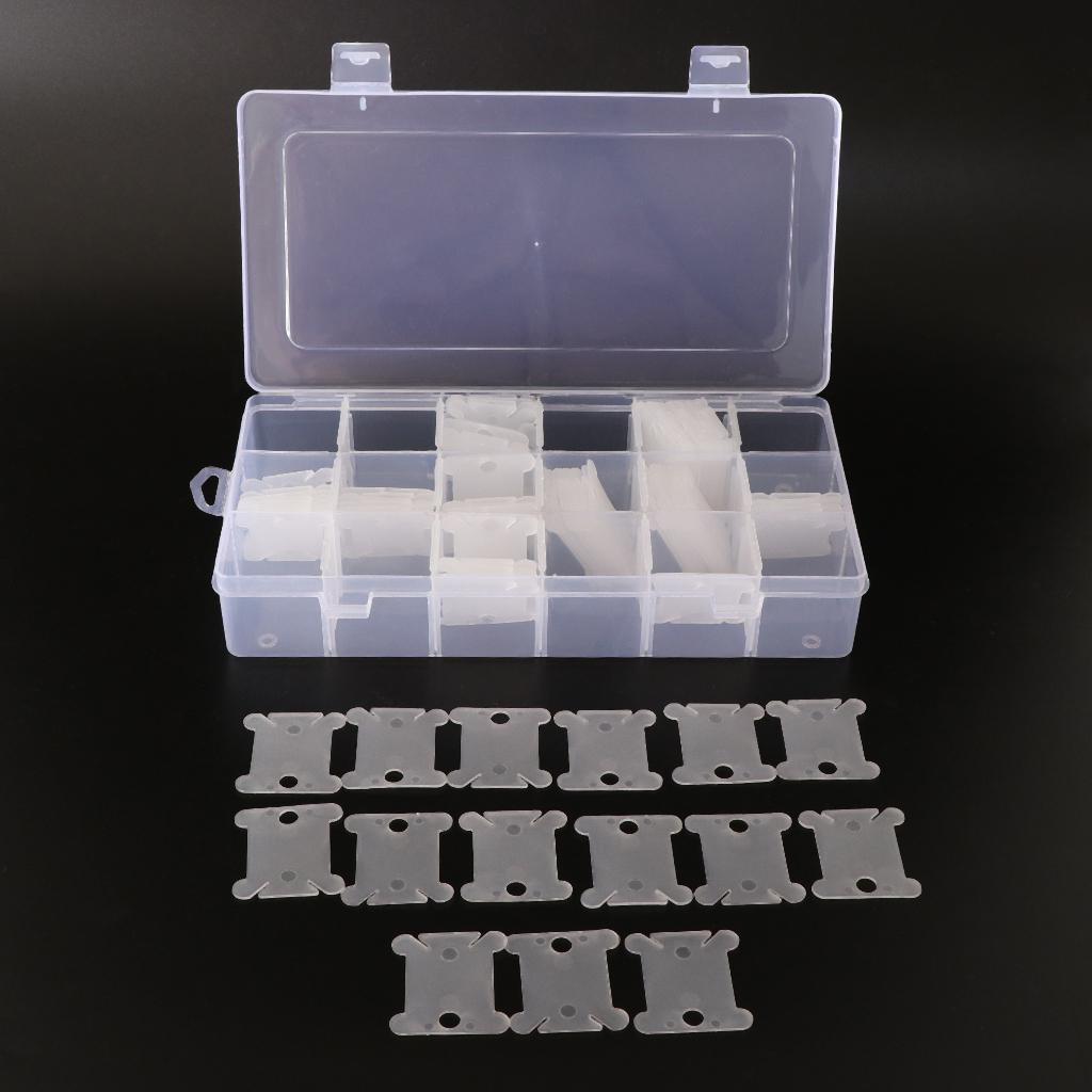 2 Pieces 18 Grids Embroidery Floss Organizer Box + 240 Plastic Floss Bobbins